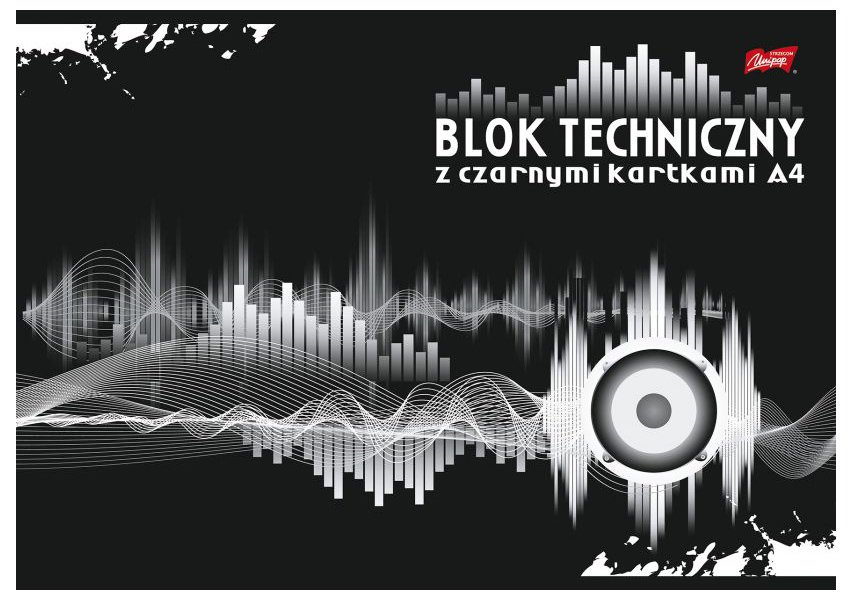 Blok techniczny A4 z czarnymi kartkami, 10 kartek, format A4, opakowanie Unipap