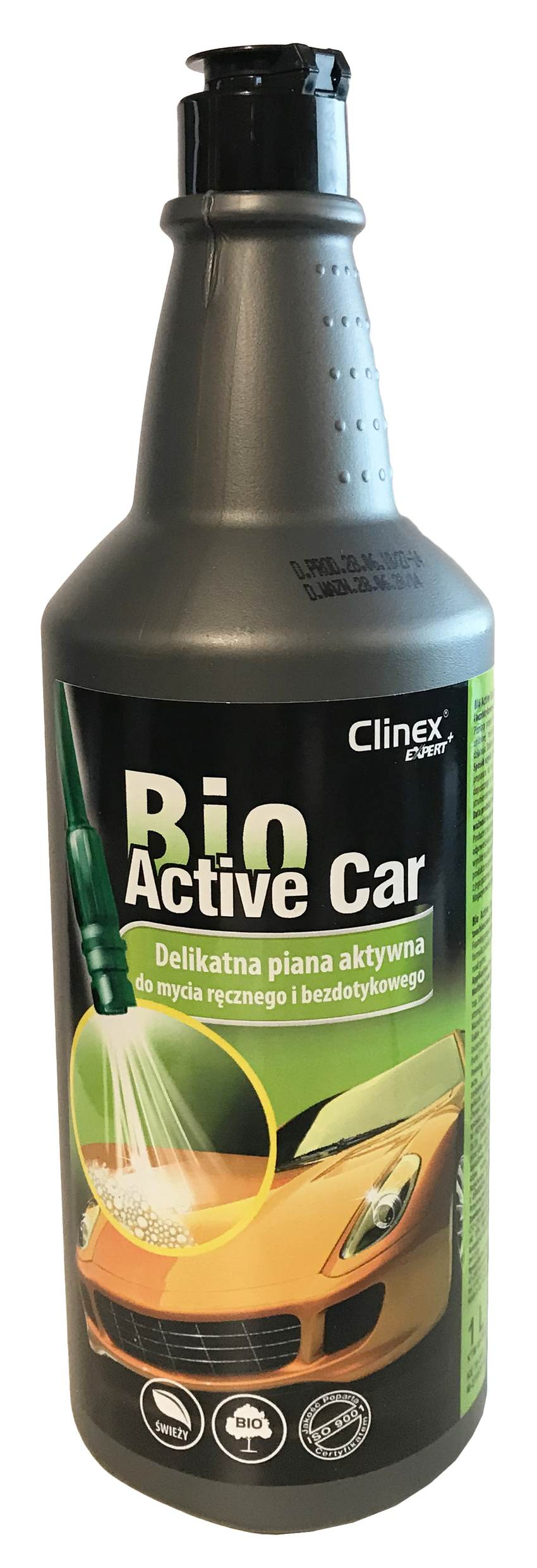 CLINEX Bio Active Car 1L piana aktywna do mycia karoserii, butelka szara z czarną pompką