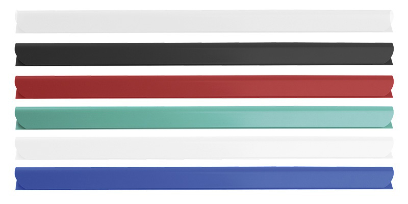 Listwa-Zacisk 6mm na 60 kart. Listwa zaciskowa 6mm, grzbiet wsuwany, pozwalają na oprawę dokumentów o maksymalnej ilości 60 kartek, w formacie A4, można używać je kilkakrotnie. Listwy nie rysują okładek chroniących dokumentów.