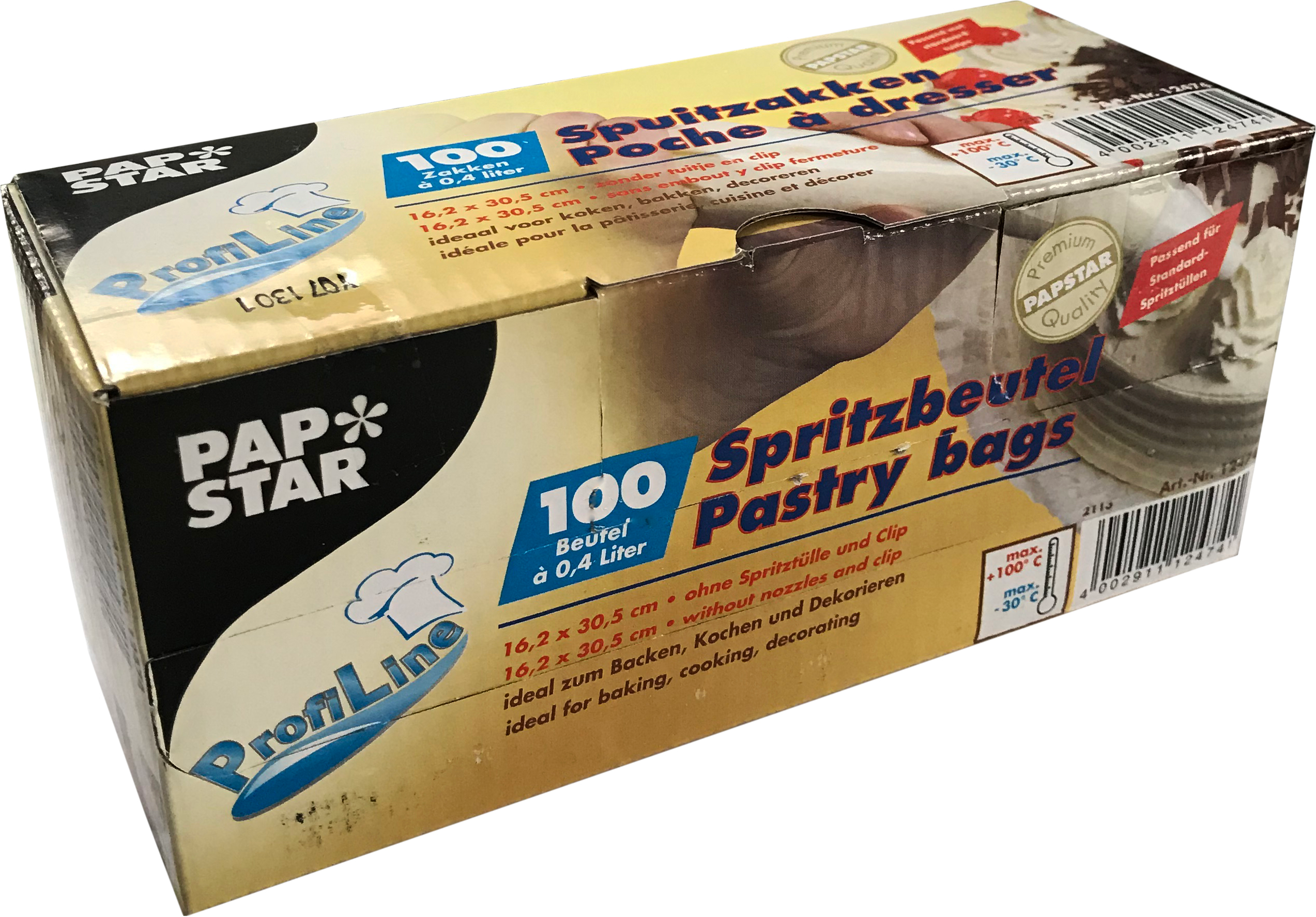 Rękaw CUKIERNICZY foliowy 0,4L 100szt do wyciskana kremu 30,5cm/16,2cm Owalne, beżowe papilotki przeznaczone do pieczenia lub ekspozycji wyrobów gotowych. Wykonane z papieru o gramaturze ok. 60 g/m2, odpornego na tłuszcz i zamoczenie. Papilotki szczególnie polecane do pakowania pralin, czekoladek, ciastek, rurek i innych ...