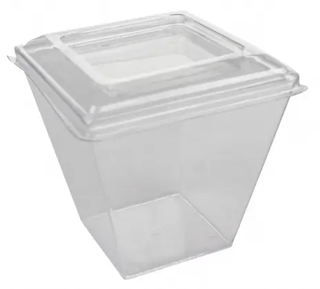 FINGERFOOD PS Kubki 200ml 50szt kształt prostokątny 7x7x6,5cm + WIECZKO