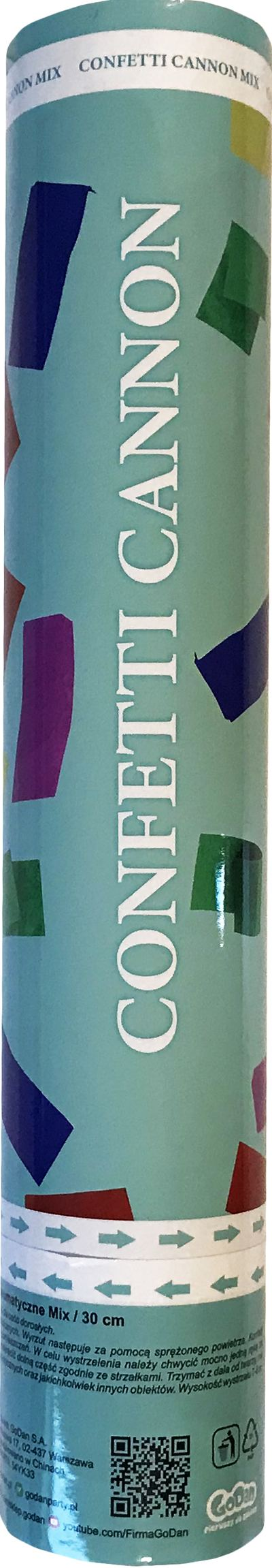 Konfetti pneumatyczne mix 30 cm Konfetti Pneumatyczne MIX kolorów 30 cm. Z tuby wylatują kolorowe paski bibuły .Konfetti nie zawiera ładunków pirotechnicznych - wyrzut następuje za pomocą sprężonego powietrza. Do artykułu dołączona jest instrukcja obsługi. Produkt przeznaczony tylko ...