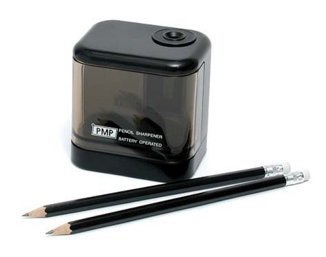 Temperówka elektryczna zasilana na baterie z podajnikiem. Dostępna w kolorze czarnym.

