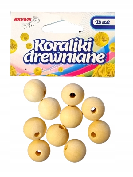 Koraliki drewniane naturalne 18mm kolor naturalny drewna z otworami do nawlekania.