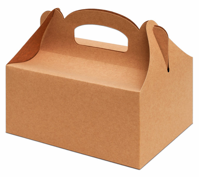 Karton na ciasto kraft z rączką, wymiary 19x14x9 cm, do transportu wypieków.