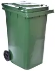 Kosz plastikowy 240L Klapa+kółka ZIELONY