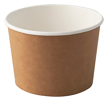 Pojemnik na Zupę Papierowy 475 ml 25szt fi-111mm Biało - Kraftowy Pojemnik papierowy na zupę 475 ml z białym wierzchem, kraft-brązowy, średnica 11 cm.