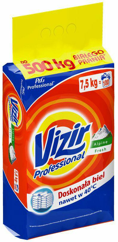 Proszek do prania VIZIR 7,5kg- 100 prań REGULAR DO BIAŁEGO Proszek Vizir do prania białych tkanin. Jego duże ekonomiczne opakowanie starcza na 100 prań. Vizir bez problemu usuwa najtrudniejsze plamy. Nie zawiera wybielaczy dlatego jest bezpieczny dla kolorów ubrań. Chroni kolor przed blaknięciem, a tkaninę prz...