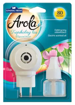 Elektryczny odświeżacz powietrza General Fresh Arola Tropikalny las 25ml, zestaw z urządzeniem i wkładem.