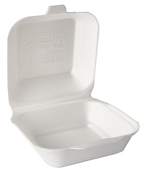 Pudełko styr. hamburger duży 1szt HP-6 Opakowanie hamburger mały wykorzystywany jest przez restauracje, cateringi do pakowania dań wynosowych. Wykonany jest z wysokiej jakości mieszanki styropianowej, dzięki czemu doskonale utrzymuje temperaturę dostarczanych posiłków. Posiada atest PZH do ...