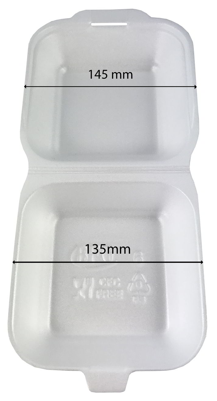 Pudełko styr. hamburger duży 1szt HP-6 Opakowanie hamburger mały wykorzystywany jest przez restauracje, cateringi do pakowania dań wynosowych. Wykonany jest z wysokiej jakości mieszanki styropianowej, dzięki czemu doskonale utrzymuje temperaturę dostarczanych posiłków. Posiada atest PZH do ...