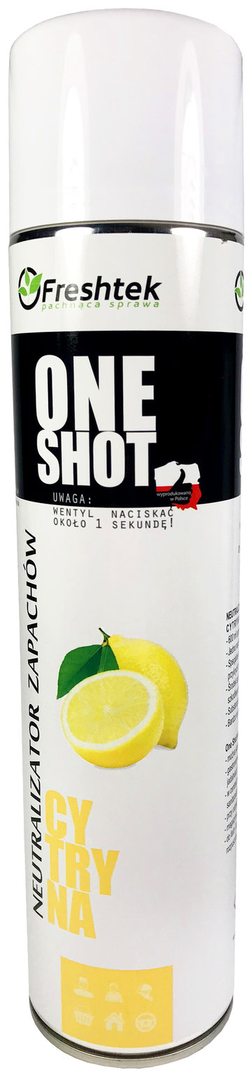 Odświeżacz FRESHTEK HIACYNT 600ml ONESHOT "One Shot" marki Freshtek to środek o podwójnym działaniu, odświeżacza powietrza i neutralizatora nieprzyjemnych zapachów. Określenie "One Shot" oznacza, iż wystarczy jedno przyciśnięcie „spustu”, aby świeży zapach rozszedł się po całym pomieszczeniu. ...