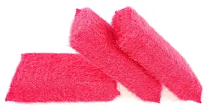 Zmywak kuchenny do teflonu ŻYŁKOWY 1szt czerwony Wytrzymały zmywak kuchenny, wykonany z żyłki. Idealnie sprawdza się podczas usuwania ciężkich zabrudzeń z teflonu i innych delikatnych powierzchni, a także podczas szorowania przypalonych i intensywnie zabrudzonych garnków i patelni.