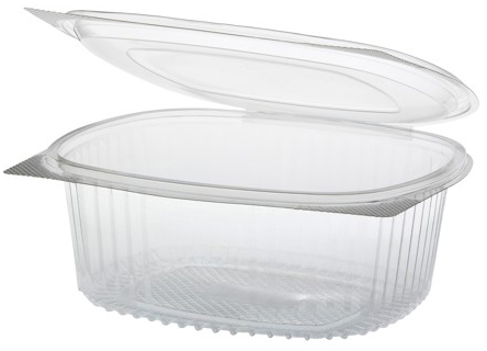 Pojemnik PET owalny z POKRY 1000ml. 1sztwymiary 15,8 / 18,4/ 6,6 cm Pojemnik PET owalny 1000ml z przezroczystą pokrywką zawiasową, wymiary 15,8 x 18,4 x 6,6 cm
