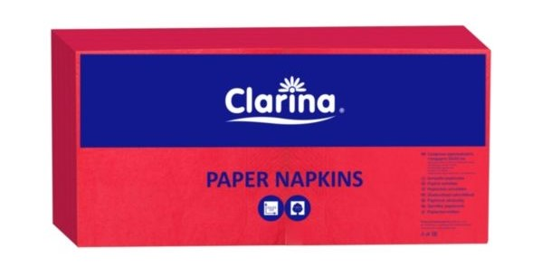 Serwetka papierowa Clarina 33x33 cm czerwona dwuwarstwowa 250 sztuk