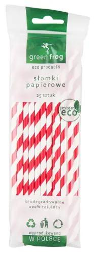 Słomka papierowa fi-6mm / 197mm 100szt PASKI KOLOROWE