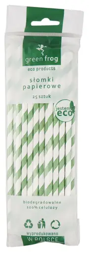 Słomka papierowa fi-6mm / 197mm 100szt PASKI KOLOROWE - widok alternatywny