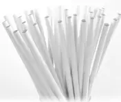 Słomka papierowa fi-8mm / 197mm 100szt BIAŁE
