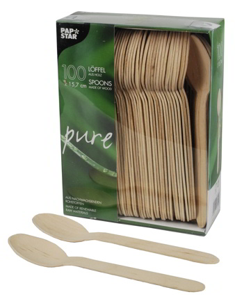 Łyżka drewniana 16cm, opakowanie 100 sztuk, wykonana z naturalnego drewna, biodegradowalna