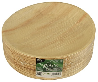 Talerz okrągły z liścia palmowego 23cm PURE, opakowanie 25 sztuk, biodegradowalny