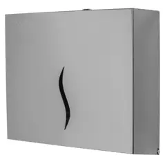 Pojemnik na ręczniki papierowe w listkach typu ZZ, wykonany jest z polerowanej stali nierdzewnej. Bardzo prosty w obsłudze i łatwy w konserwacji. Wyposażony jest w zamykaną kluczykiem komorę na ręczniki oraz wizjer do kontrolowania ilości ręczników w p...