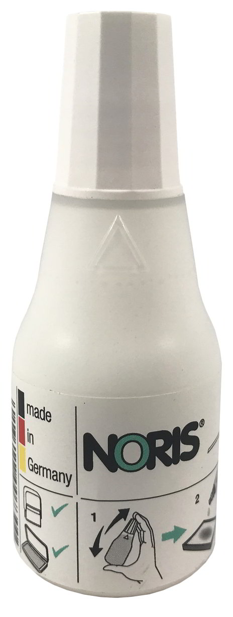 Tusz bezwodny/bezolejowy Noris, do stempli gumowych i fotopolimerowych. Pojemnik z aplikatorem ułatwiający nasączenie. Pojemność: 25ml. Kolory: biały, brązowy.
