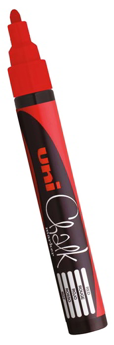 Marker z farbą kredową do pisania i malowania po czarnych tablicach i szkle. Odporny na działanie warunków atmosferycznych – głównie deszczu. Szerokie zastosowanie np. w restauracji, pubie, kwiaciarni, wypożyczalni samochodów, salonie piękności, saloni...