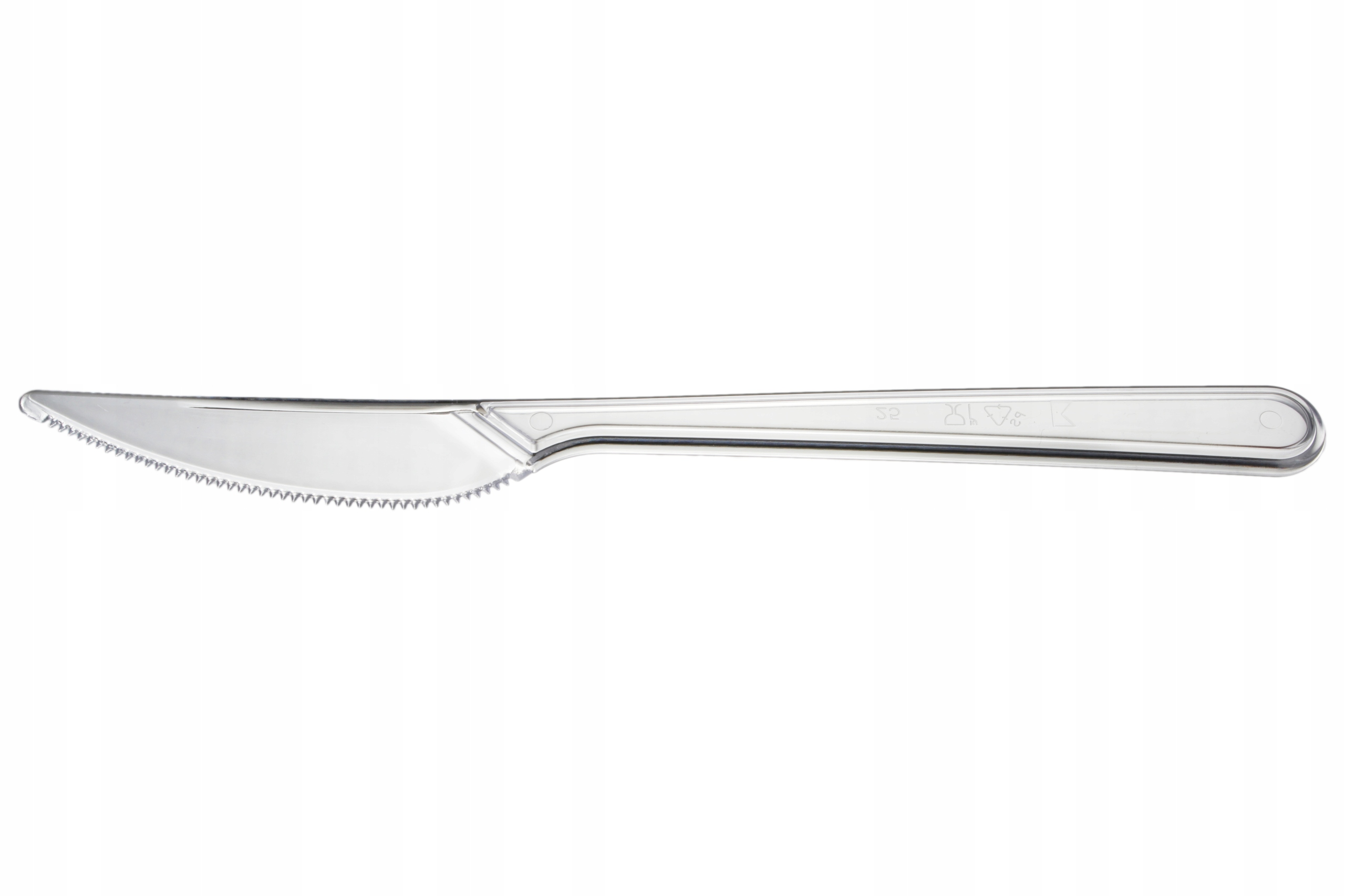 Nóż plastikowy SUPERIOR TRANSPARENT 17,5cm jednorazowy z piłowanym ostrzem