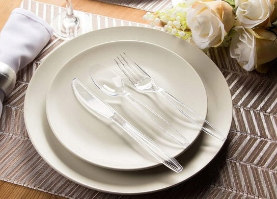Nóż plastikowy transparent 17,5cm jednorazowy, 50 sztuk