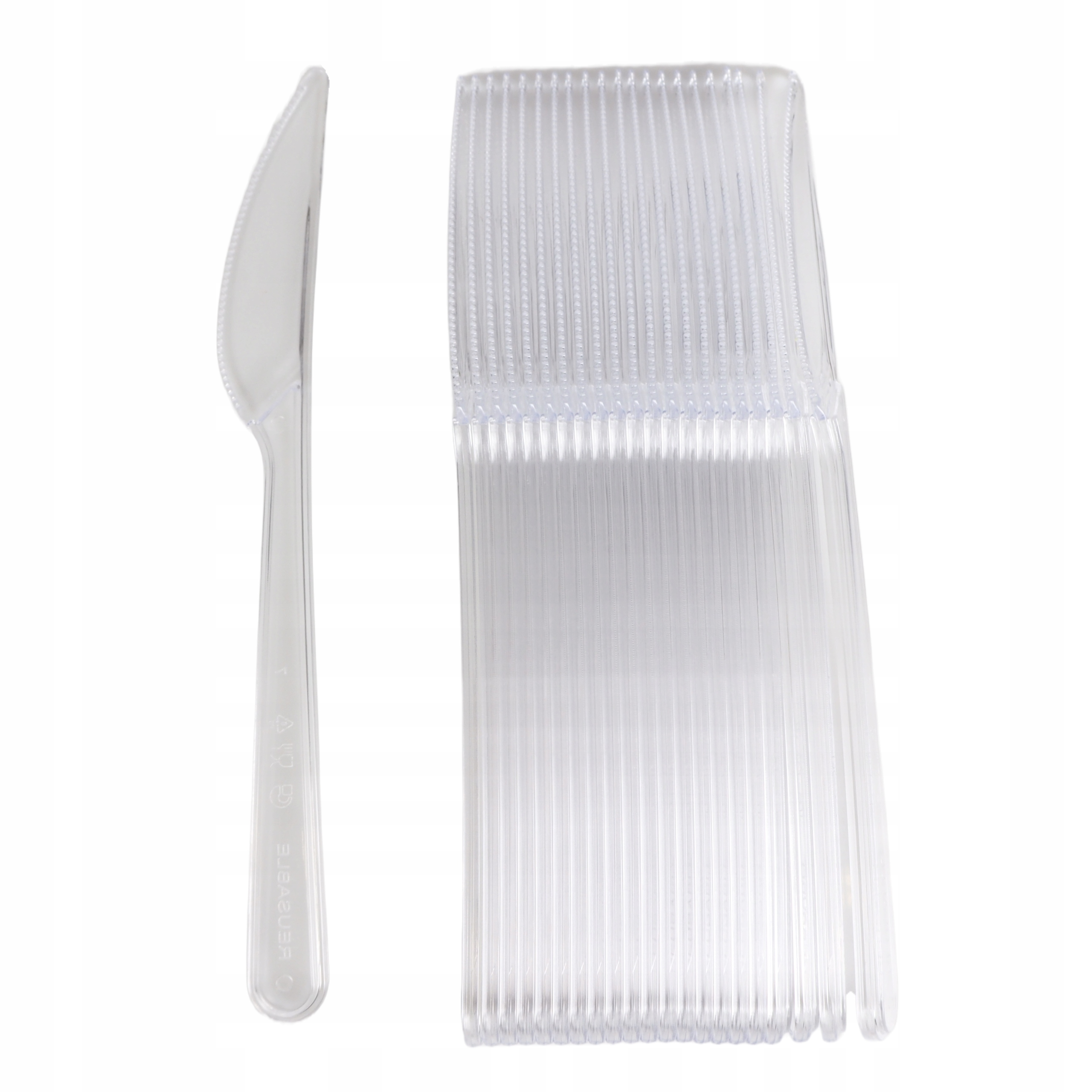 Nóż plastikowy transparent 17,5cm 50 sztuk jednorazowy