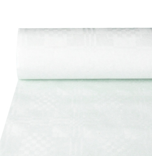 Obrus papierowy biały na rolce 1,2m x 50mb z wytłoczeniem damaszkowym