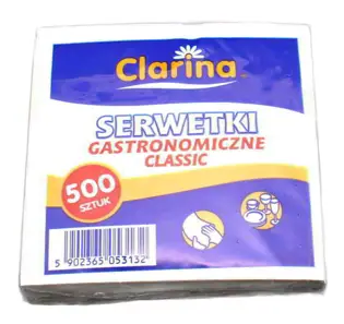 Serwetka gastronomiczna biała jednowarstwowa 15/15cm 500szt