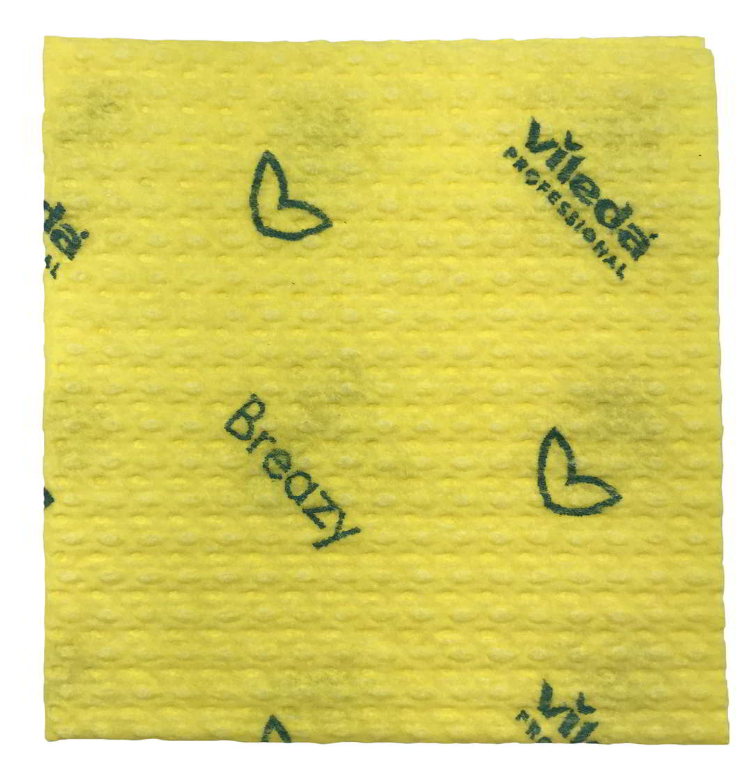 Ścierka Vileda Breazy żółta 36x36 cm z falowaną strukturą i logiem marki