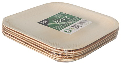 Liść Palmowy Talerz kwadrat. 18/18 6szt PURE 18/18/1,5cm Naczynia z całego liścia palmowego bez powlekania co daje im unikatowy i wyjątkowy wzór. Są w pełni biodegradowalne i kompostowalne. Charakteryzują się lekkością jak równieź odrponością na wysokie temperatury. Prosty design naczyń czyni je idealnymi na...