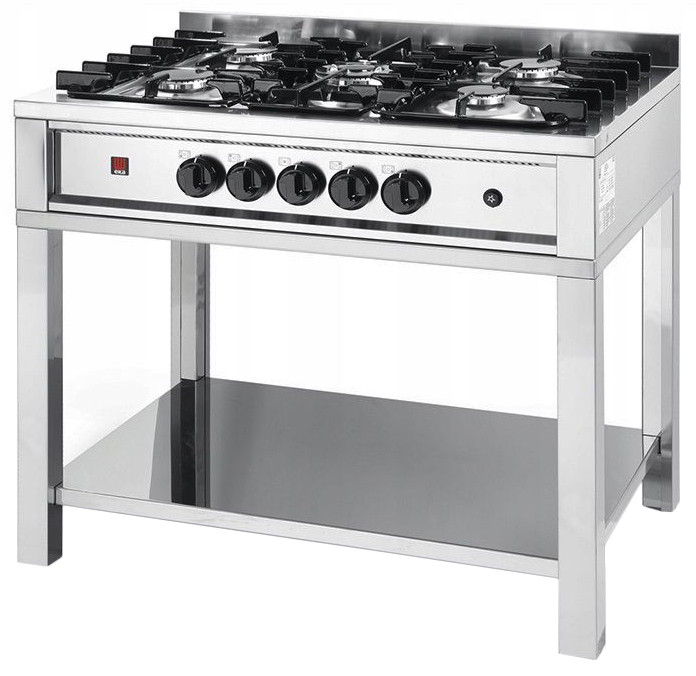 HENDI kuchnia gazowa 5 palnikowa Kitchen Line ze stali nierdzewnej na otwartej podstawie
