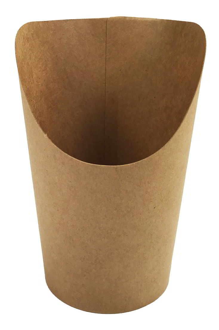 Kubek papierowy wrap brązowy 350 ml z podcięciem do serwowania wrapów i frytek