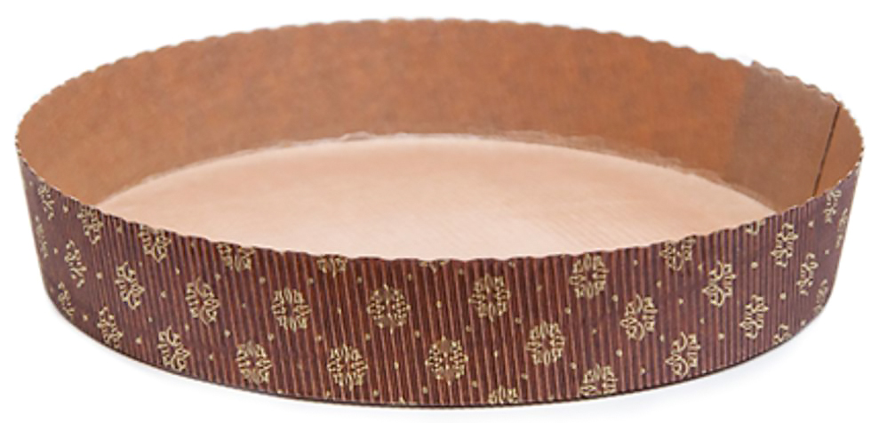 Foremka papierowa TARTA fi-210 x 30mm brązowa-złoty wzorek 1 szt Okrągła foremka papierowa do pieczenia, tzw. tarty. Ściany boczne wykonane są z nieprzywierającego, odpornego na tłuszcz papieru falistego, podstawa wykonana została z nieprzywierającego, falistego, mikroperforowanego papieru. Można w niej wypiekać w t...