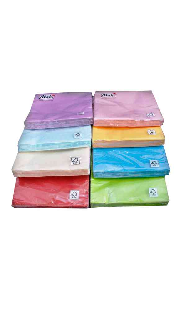 3-warstwowe, serwetki składane, to doskonały sposób na dekorację stołu. Dostepne w szerokiej gamie kolorów. Wymiary: 33x33 cm, opakowanie zawiera: 20 szt.

<!-- M10  P48 K250-->