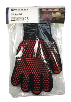 Rękawica odporna na ciepło z pięcioma palcami.
Cechy:

   *Odporność na temperaturę do 350°C
   *Wygodne w użyciu
   *2 sztuki w opakowaniu
   *Certyfikowane rękawice ochronne. Oznakowanie CE zgodne z nowym rozporządzeniem 2016/425/UE w sprawie Ś...