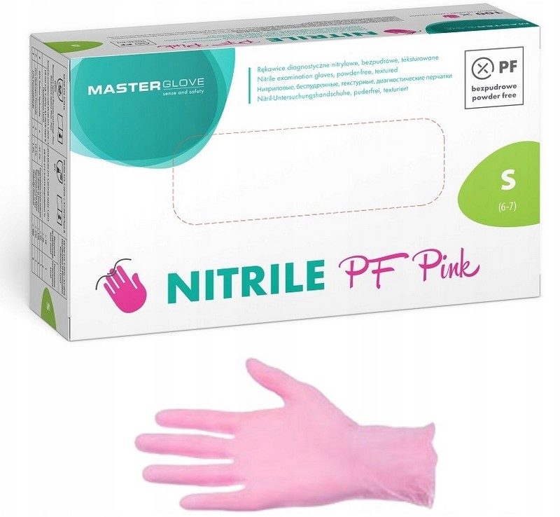 Rękawice nitrylowe PF Pink różowe rozmiar S 100 sztuk bez pudru