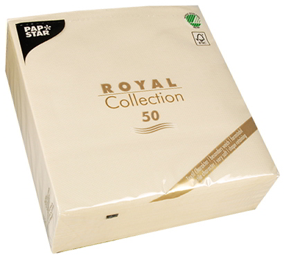 Serwetki bankietowe ROYAL Collection 40x40 cm włókninowe AIRLAID 50 sztuk kremowe