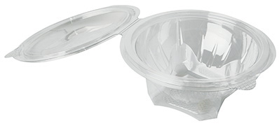 Pucharek okrągły wykonany z przeźroczystego tworzywa sztucznego z pokrywką. Pojemność: 500ml