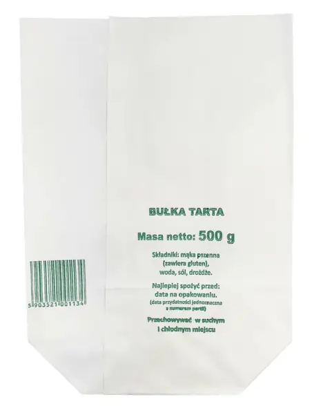 Torebki papierowe BUŁKA TARTA 0,5KG 10kg Biała z atestem