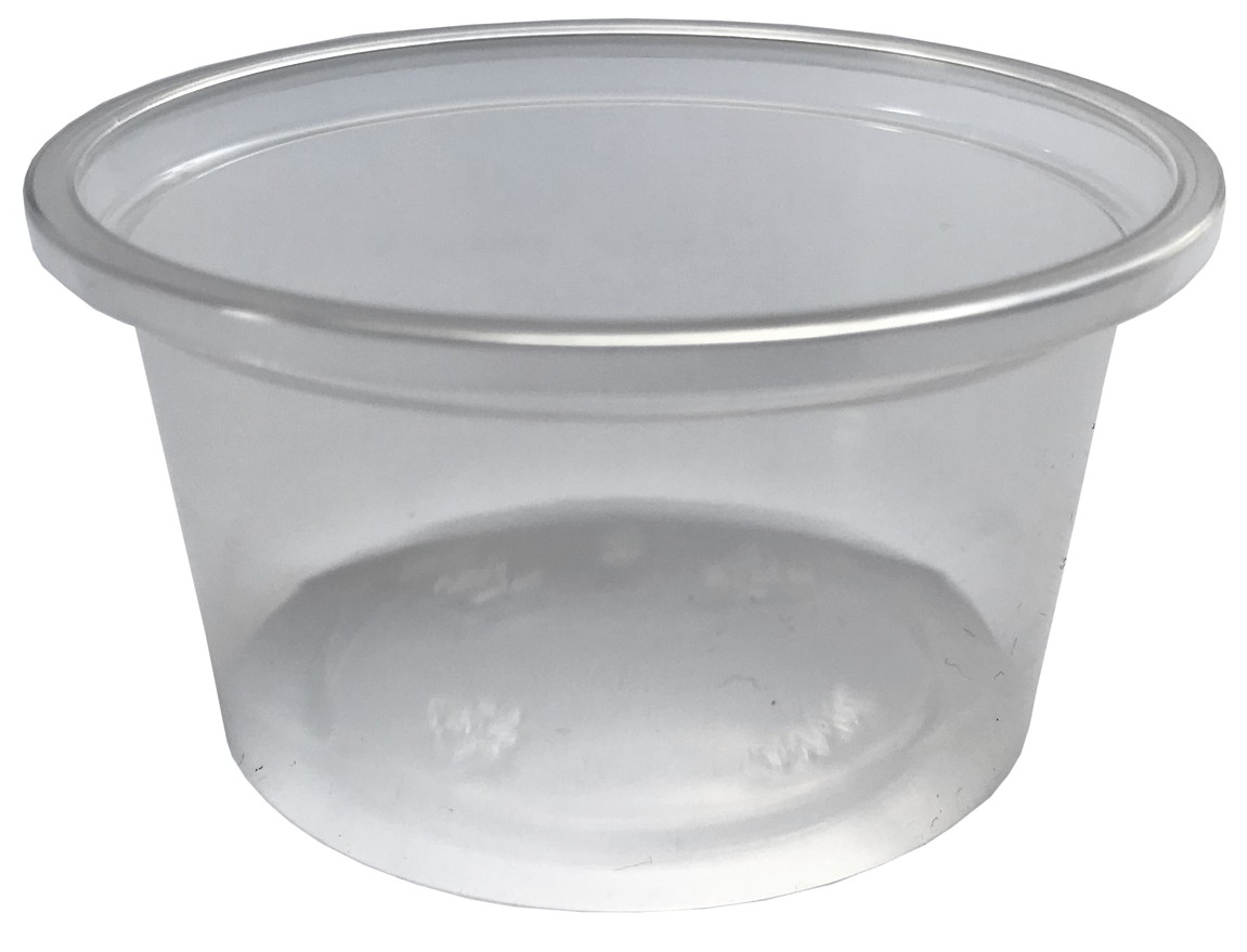 Przeźroczysty pojemnik z osobną przykrywką, chętnie stosowany przez firmy cateringowe, bary małej gastronomii na różnego rodzaju sosy, dipy itp., pojemność: 80ml, materiał: PP, pokrywka w komplecie, cena za 100 szt.

