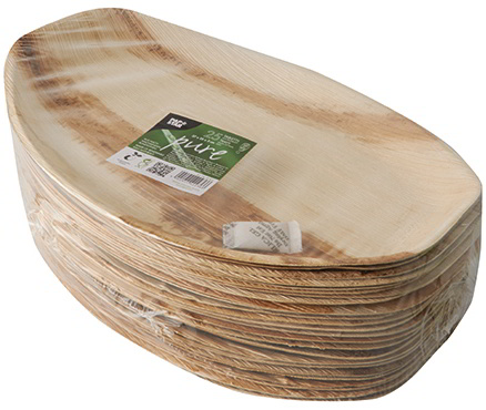 Talerz owalny z liścia palmowego 37x25 cm, biodegradowalny, opakowanie 1 sztuki.
