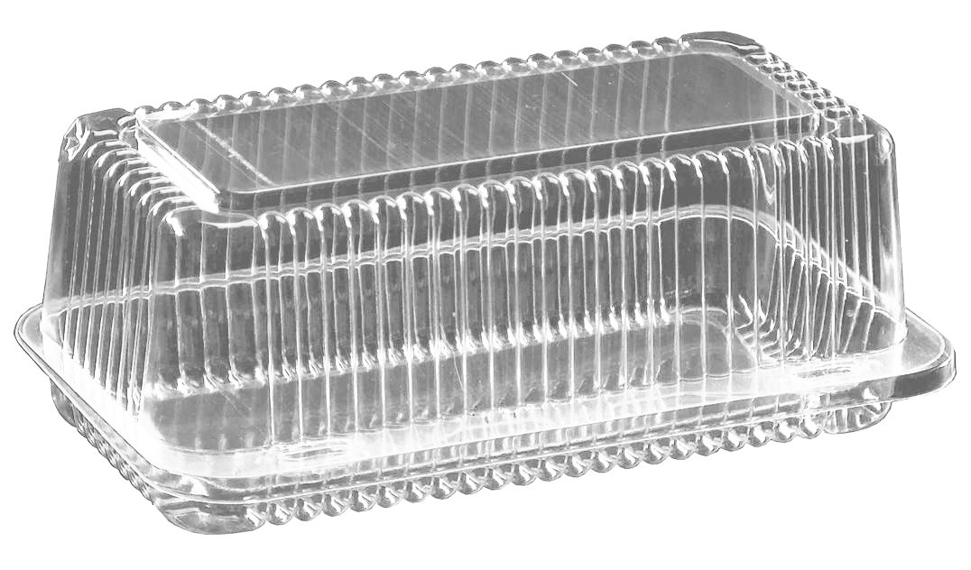 Pojemnik cukierniczy PET K-38 przezroczysty z pokrywką na zawiasach wymiary 229x136x75mm.