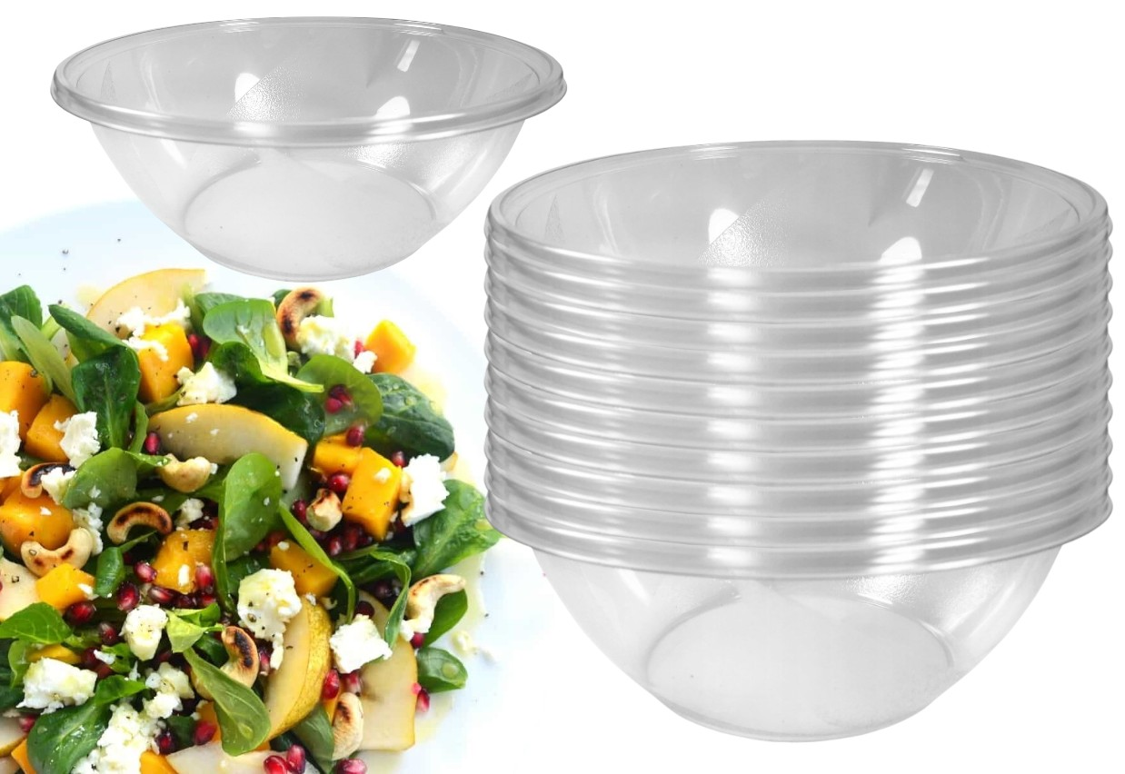 Miska sałatkowa jednorazowa z przezroczystego tworzywa średnica 23cm pojemność 2000ml
