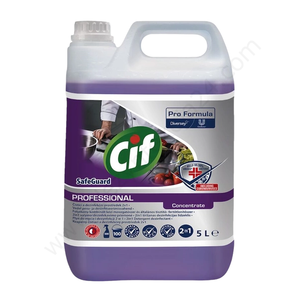 Cif SafeGuard Pro Formula 2in1 5L profesjonalny płyn myjąco-dezynfekujący do przemysłu spożywczego w opakowaniu kanister