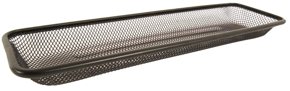 Przybornik metalowy płaski czarny siatka 94x313x26 mm