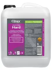 Kanister CLINEX Dispersion Hard 5L do nabłyszczania posadzek na białym tle.